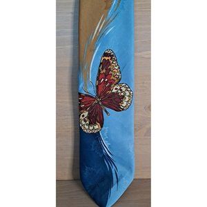 Vintage John Frederics Union Made Men's Necktie Light Blue Butterfly